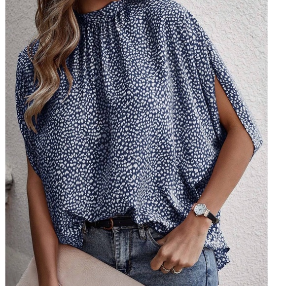 Boho Leopard Print Batwing Sleeve Blouse - Picture 1 of 8